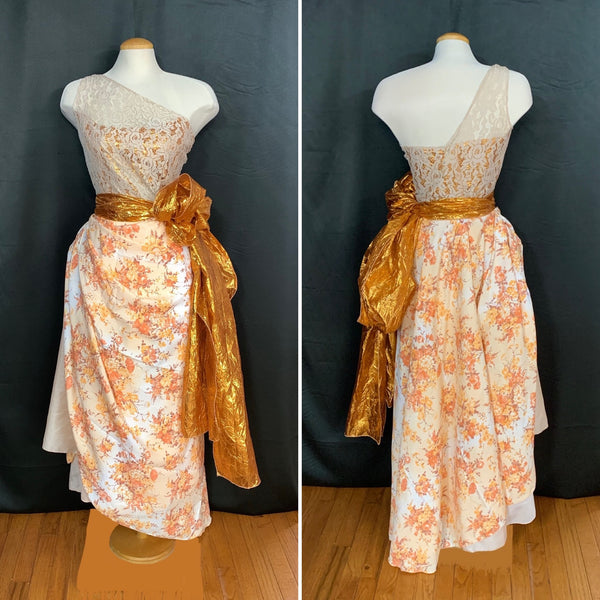 NEW ORANGE AND RUST FOMAL DRESS WITH LACE ILLUSION