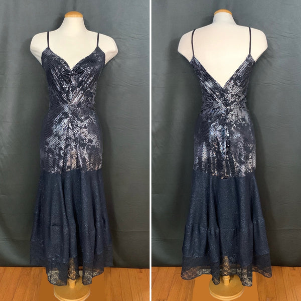 NEW METALIC FORMAL DRESS WITH LACE