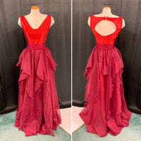 RED RUFFLE SATIN GOWN