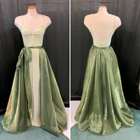 SLINKY GREEN MAXI WITH TOXIC GREEN IRIDESCENT OVERSKIRT