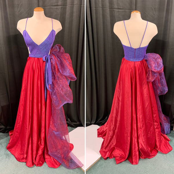 PURPLE SPARKLE RED SATIN QUEEN WITH REMOVABLE SASH