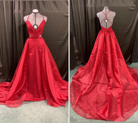 RED PEEK-A-BOO PROM DRESS WITH REMOVABLE OVER SKIRT
