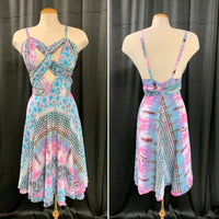 PINK AND BLUE PATTERNED SUMMER DRESS