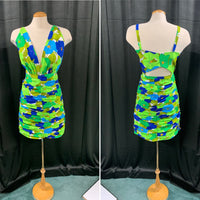 LIME GREEN ROUCHED DRESS